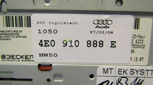 Audi DVD Unit Navigatie MMI 2G 4E0910888E
