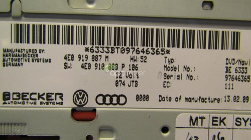 Audi DVD Unit Navigatie MMI 2G 4E0919887M - 4E0910888P
