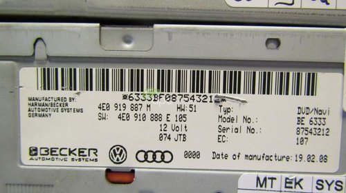 Audi DVD Unit Navigatie MMI 2G 4E0919887M - 4E0910888E