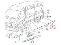 Bandou aripa Mercedes Sprinter 209-524, 07.2006-10.2013, Vw Crafter (2e), 12.2005-04.2017, Spate, partea Stanga, partea din Spate, Aftermarket