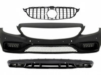 Bara Fata compatibil cu Mercedes C-Class W205 S205 (2014-2018) cu Grila si Difuzor C63 Design Negru Tuning Mercedes-Benz C-Class W205/S205/C205 2014 2015 2016 2017 2018 COFBMBW205AMGWOGWCCNB