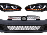 Bara Fata cu Faruri LED U Design cu Strip Rosu semnal dinamic GTI Look Tuning Volkswagen VW Golf 6 2008 2009 2010 2011 2012 2013 2014 2015 COFBVWG6GTIUR