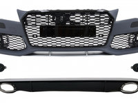 Bara Fata & Difuzor Bara Spate cu Ornamente Evacuare compatibil cu AUDI A7 4G (2010-2014) RS7 Design Tuning Audi A7 4G 2010 2011 2012 2013 2014 COFBAUA74GRSWOGRD