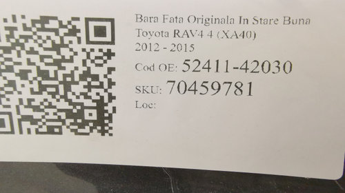 Bara Fata Originala In Stare Buna Toyota Rav 4 4 (XA40) 2012 2013 2014 2015 52411-42030