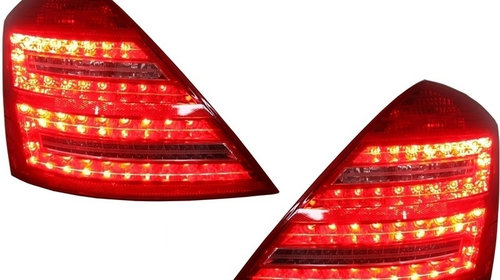 Bara Spate cu Stopuri LED Mercedes Benz S-Class W221 (2005-2011) AMG si Ornamente Evacuare Negre