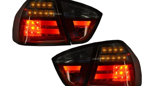 Bara spate M3 Look Evacuare Centrala cu Stopuri LED Rosu/Fumuriu BMW Seria 3 E90 2005-2008