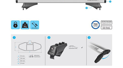 Bare transversale aluminiu Menabo Blade M pentru Citroen C4 Cactus, model 2014-2018