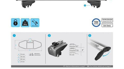 Bare transversale Menabo Lince Silver XL pentru Ford Tourneo Connect 2013+