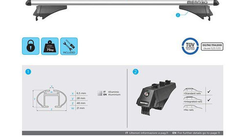 Bare transversale Menabo Tiger Silver XL pentru Volvo V90 2016+