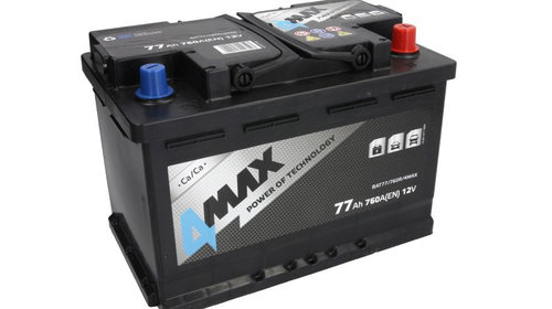 Baterie 4MAX 12V 77Ah/760A (R+ Borna Standard