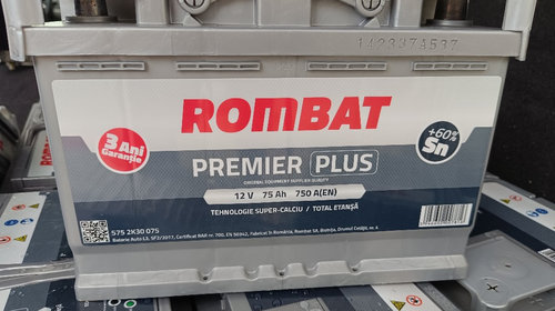 Baterie acumulator auto Rombat 75Ah 750a Rombat Premier Plus 12V * noua * 2023