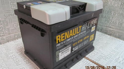 Baterie auto 47 Ah 420 A(EN) 12V Originala Renault 7711130087