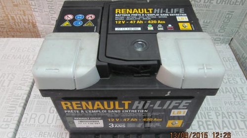 Baterie auto 47 Ah 420 A(EN) 12V Originala Renault 7711130087