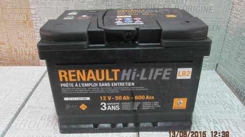 Baterie auto 50 Ah 600 A(EN) 12V Originala Renault 7711130088