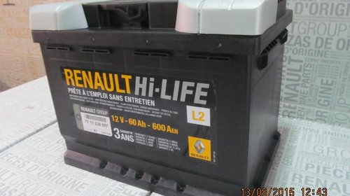 Baterie auto 60 Ah 600 A(EN) 12V Originala Renault 7711238597