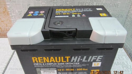Baterie auto 60 Ah 600 A(EN) 12V Originala Renault 7711238597