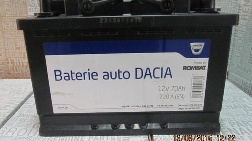 Baterie auto 70 Ah 720 A(EN) 12V Originala Dacia 6001547711