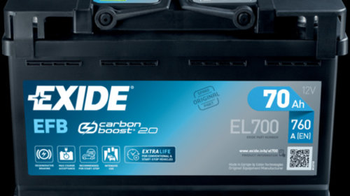 Baterie de pornire EXIDE EFB 70Ah 12V