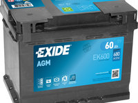 Baterie Exide Agm Start-Stop 60Ah 680A 12V EK600