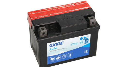 Baterie Moto Exide Agm 12V 3Ah 50A YTX4L-BS EXIDE