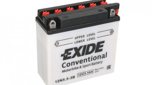 Baterie Moto Exide Conventional Motorbike & Sport Battery 12V 5,5Ah 45A R + 12N5.5-3B EXIDE