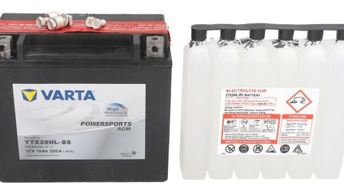 Baterie Moto Varta Powersports Agm 18Ah 12V YTX20HL-BS VARTA FUN