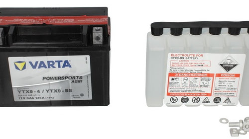 Baterie Moto Varta Powersports Agm 8Ah 12V YTX9-BS VARTA FUN