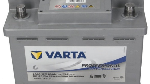 Baterie Varta Professional Dual Purpose Agm 60h / 680A 12V VA840060068