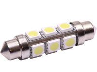 Bec 12 Led SMD Sofit 42MM 5050 6V Alba 360° Cod PT74 130618-14