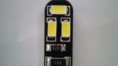 Bec 6 led SMD T10-5630-6 SMD lumina alba (fara eroare de bec ars) 12V