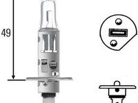 Bec auto cu halogen HELLA H1 12V, 55W, long life, durabilitate tripla, P14.5s, 1 buc. 8GH002089351