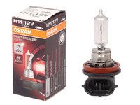 Bec auto cu halogen OSRAM H11 12V, 55W, Night Breaker Silver, 1350lm, cu pana 100% mai multa lumina, culoare temperatura 3300K, PGJ19-2, 64211NBS, 1 buc.