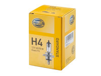 Bec auto halogen HELLA H4 12V, 60/55W, performance, 60% mai multa lumina, P43t, 8GJ223498221, 1 buc.