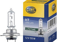 Bec auto halogen HELLA H7 12V, 55W, long life, durabilitate tripla, Px26d, 8GH007157201, 1 buc.