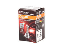 Bec auto halogen OSRAM H7 12V, 55W, Night breaker silver, 1500 lm, cu pana 100% mai multa lumina, culoare temperatura 3300K, Px26d, 64210NBS, 1 buc.