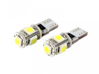 Bec auto led 5 SMD Can Bus Carguard 12V T10 W2.1x9.5d 3W , led pozitie 2 buc.