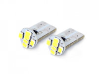 Bec auto led SMD Carguard 12V T10 W2.1x9.5d 0.6W alb , led pozitie 2 buc.