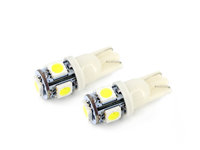 Bec auto led SMD Carguard 12V T10 W2.1x9.5d 1.25W alb , led pozitie 2 buc.