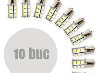 Bec auto tip LED BA15d 5W 12V, cu 18 leduri, set 10 buc