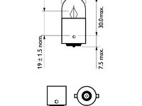 Bec auxiliar r5w ba15s 12v set 10 buc philips 78138