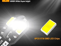 Bec/becuri LED W5W T10 8smd canbus 12V pozitie