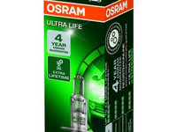 Bec cutie 1buc H1 12V 55W P145S viata de pina la 4 ori mai lunga Ultra Life DS DS 3 DS 4 IVECO DAILY IV DAILY LINE DAILY TOURYS DAILY V DAILY VI MERCEDES C W202 10.75- OSRAM OSR64150 ULT-