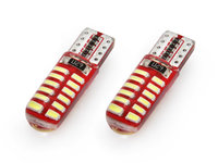 Bec de pozitie tip LED Canbus, silicon, T10 W2.1x9.5 W5W, 12V 1.9W, 24 SMD 3014 , culoare alb , AMIO, set 2 buc