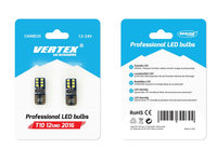 Bec de pozitie tip LED Canbus T10 W2.1x9.5 W5W, 12-24V 2W, 12SMD , culoare alb , Vertex, set 2 buc