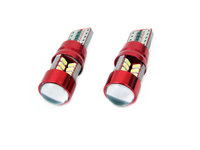 Bec de pozitie tip LED Canbus, T10 W2.1x9.5 W5W, 12-24V 2.5W, 27 SMD 3014 , culoare alb , AMIO, set 2 buc