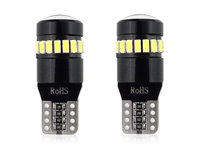 Bec de pozitie tip LED Canbus, T10 W2.1x9.5 W5W, 12V-24V, 18 SMD 3014 + 1SMD, culoare alb, AMIO, set 2 buc