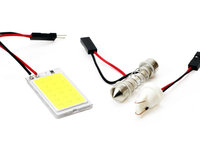 Bec de pozitie tip LED , cu adaptor T10 W2.1x9.5 W5W si sofit C5W Festoon, 12V, 1xCOB-18 , culoare alb , AMIO, 1 buc