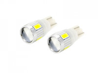 Bec de pozitie tip LED T10 W2.1x9.5 12V 2.5W , cu LED Cree chip, set 2 buc