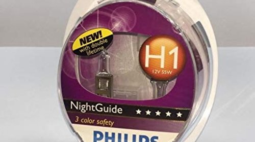 Bec H1 H4 12V 55W NightGuide Philips set 2 bu