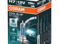 Bec H7 OSRAM 64210CBN 12V, 55W, COOL BLUE INTENSE (NextGen), cu pana 100% mai multa lumina, albastru, Px26d, Omologare: ECE, pana la 100 h, Fascicul luminos [lm]:1500, Culoare temperatura [K]:5000,